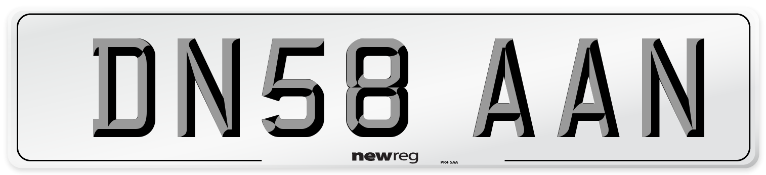 DN58 AAN Number Plate from New Reg